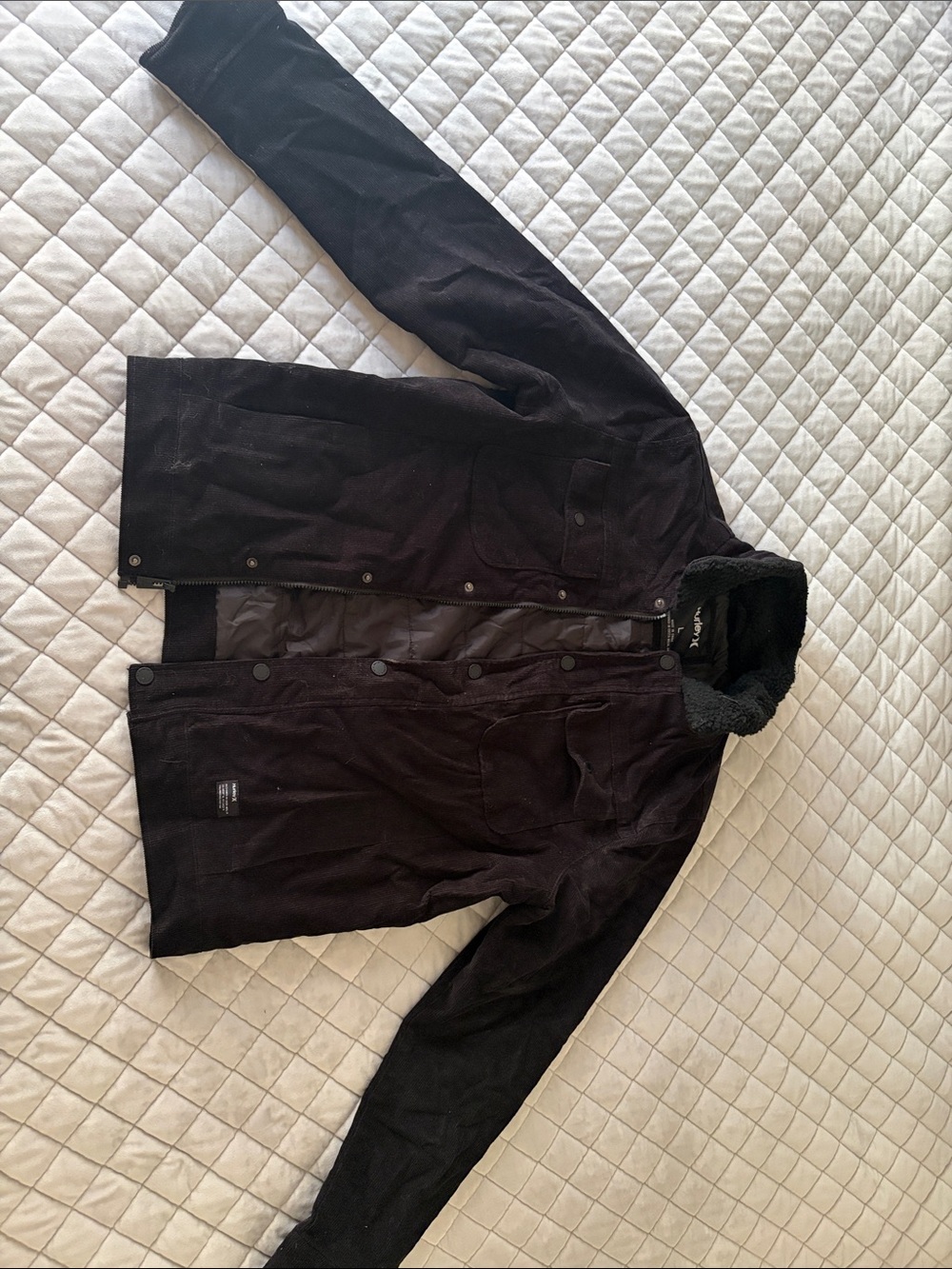 Men's Hurley Black Corduroy Sherpa-Lined Field Jacket